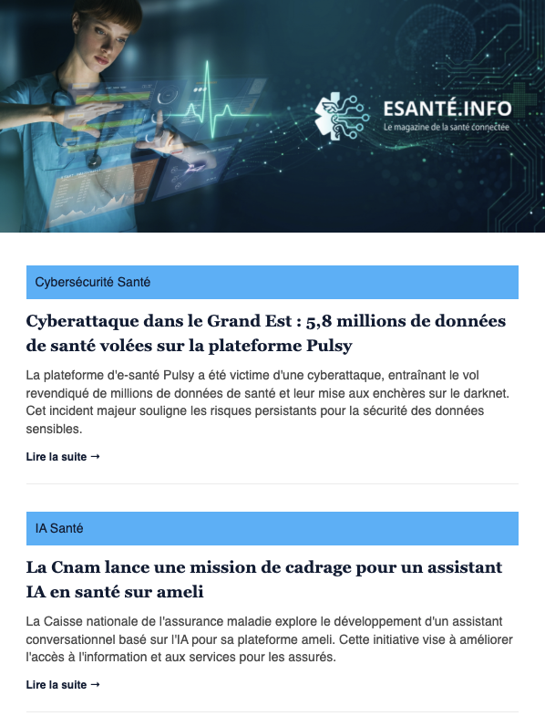 Aperçu de la newsletter e-santé